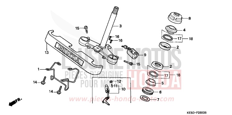 STEERING STEM for CA125 REBEL BLACK (NH1) from 1995